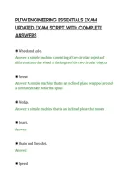PLTW ENGINEERING ESSENTIALS EXAM&NewLine;UPDATED EXAM SCRIPT WITH COMPLETE&NewLine;ANSWERS