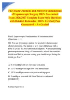 FLS Exam Questions and Answers Fundamentals of Laparoscopic Surgery 100&percnt; Pass Actual Exam 2026&sol;2027 Complete Exam-Style Questions with Detailed Rationales &vert; 100&percnt; Verified &vert; Pass Guaranteed &ndash; A&plus; Graded