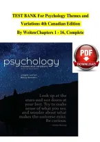Test Bank for Psychology&colon; Themes and Variations 4th Canadian Edition by Wayne Weiten &vert; Chapters 1-16 Complete &vert; Latest Update &vert; Questions and Answers