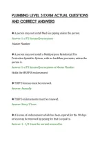PLUMBING LEVEL 3 EXAM ACTUAL QUESTIONS&NewLine;AND CORRECT ANSWERS