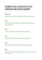 PLUMBING LEVEL 3 EXAM ACTUAL TEST&NewLine;QUESTIONS AND SOLVED ANSWERS