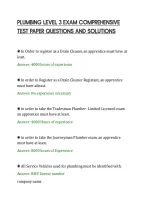 PLUMBING LEVEL 3 EXAM COMPREHENSIVE&NewLine;TEST PAPER QUESTIONS AND SOLUTIONS&NewLine;