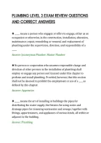 PLUMBING LEVEL 3 EXAM REVIEW QUESTIONS&NewLine;AND CORRECT ANSWERS