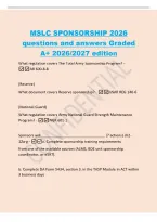 MSLC SPONSORSHIP 2026&NewLine;questions and answers Graded&NewLine;A&plus; 2026&sol;2027 edition&NewLine;What regulation covers The Total Army Sponsorship Program&quest; -&NewLine;AR 600-8-8&NewLine;&lpar;Reserve&rpar;&NewLine;What document covers