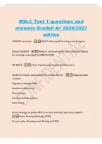 MSLC Test 1 questions and&NewLine;answers Graded A&plus; 2026&sol;2027&NewLine;edition&NewLine;NCOPDP Acronym -NCO Professional Development Program&NewLine;Define NCOPDP - Reflects command priorities and expectations&NewLine;for training&semi; managed by SRNCOs&sol;CSM&NewLine;AR 350-1 -Army