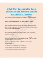 MSLC Unit Sponsorship Exam&NewLine;questions and answers Graded&NewLine;A&plus; 2026&sol;2027 edition&NewLine;What AR governs the TAF sponsorship program -AR 600-8-8&NewLine;Who is sponsorship mandatory for - First term soldiers&NewLine;What must the commander provide the sponsor -a&rpar; provide&NewLine;gover