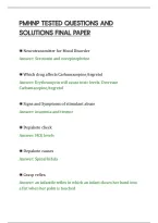 PMHNP TESTED QUESTIONS AND&NewLine;SOLUTIONS FINAL PAPER