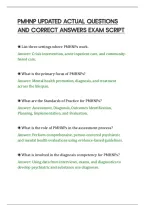 PMHNP UPDATED ACTUAL QUESTIONS&NewLine;AND CORRECT ANSWERS EXAM SCRIPT&NewLine;
