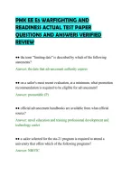 PMK EE E5 WARFIGHTING AND&NewLine;READINESS ACTUAL TEST PAPER&NewLine;QUESTIONS AND ANSWERS VERIFIED&NewLine;REVIEW