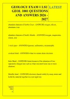 GEOLOGY EXAM 1 LSU &NewLine;GEOL 1001 QUESTIONS &NewLine;AND ANSWERS 2026 - &NewLine;2027