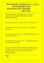 PSYCHIATRIC TECHNICIAN &NewLine;STATE BOARD EXAM &NewLine;QUESTIONS AND ANSWERS &NewLine;2026 - 2027