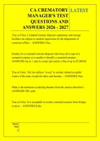 CA CREMATORY &NewLine;MANAGER'S TEST &NewLine;QUESTIONS AND &NewLine;ANSWERS 2026 - 2027
