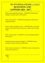 NU 671 FINAL EXAM &NewLine;QUESTIONS AND &NewLine;ANSWERS 2026 - 2027 