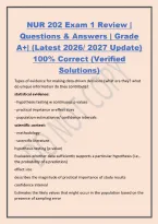 NUR 202 Exam 1 Review &vert;&NewLine;Questions & Answers &vert; Grade&NewLine;A&plus;&vert; &lpar;Latest 2026&sol; 2027 Update&rpar;&NewLine;100&percnt; Correct &lpar;Verified&NewLine;Solutions&rpar;&NewLine;Types of evidence for making data-driven decisions &lpar;what are they&quest; what&NewLine;do unique information do they contribute&quest;&NewLine;statistical evide