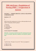 NSG 300 Exam 1 Foundations of &NewLine;Nursing &lpar;PDF&rpar; &vert; 150 Questions & &NewLine;Answers 