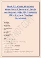 NUR 202 Exam 1Review &vert;&NewLine;Questions & Answers &vert; Grade&NewLine;A&plus;&vert; &lpar;Latest 2026&sol; 2027 Update&rpar;&NewLine;100&percnt; Correct &lpar;Verified&NewLine;Solutions&rpar;&NewLine;