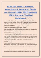 NUR 202 week 2 Review &vert;&NewLine;Questions & Answers &vert; Grade&NewLine;A&plus;&vert; &lpar;Latest 2026&sol; 2027 Update&rpar;&NewLine;100&percnt; Correct &lpar;Verified&NewLine;Solutions&rpar;&NewLine;A woman in her 40th week of pregnancy calls the nurse at the clinic and&NewLine;says she is not sure whether she is in true or false labor&period; 