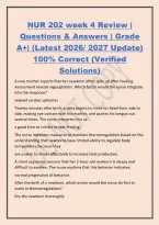 NUR 202 week 4 Review &vert;&NewLine;Questions & Answers &vert; Grade&NewLine;A&plus;&vert; &lpar;Latest 2026&sol; 2027 Update&rpar;&NewLine;100&percnt; Correct &lpar;Verified&NewLine;Solutions&rpar;&NewLine;A new mother reports that her newborn often spits up after feeding&period;&NewLine;Assessment reveals regurgitation&period; Which factor would the nurse i