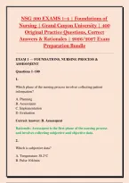 NSG 300 EXAMS 1&ndash;4 &vert; Foundations of &NewLine;Nursing &vert; Grand Canyon University &vert; 400 &NewLine;Original Practice Questions&comma; Correct &NewLine;Answers & Rationales &vert; 2026&sol;2027 Exam &NewLine;Preparation Bundle