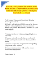  AINS 101 Exam Questions and Answers Actual Exam 2026&sol;2027 Complete Exam-Style Questions with Detailed Rationales &vert; 100&percnt; Verified &vert; Pass Guaranteed &ndash; A&plus; Graded