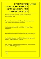 UTAH MASTER &NewLine;ESTHETICIAN WRITTEN &NewLine;EXAM QUESTIONS AND &NewLine;ANSWERS 2026 - 2027 