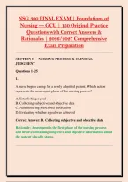 NSG 300 FINAL EXAM &vert; Foundations of &NewLine;Nursing &mdash; GCU &vert; 150 Original Practice &NewLine;Questions with Correct Answers & &NewLine;Rationales &vert; 2026&sol;2027 Comprehensive &NewLine;Exam Preparation 