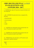 GBIO 200 STILLER FINAL &NewLine;EXAM QUESTIONS AND &NewLine;ANSWERS 2026 - 2027