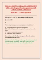 NSG 316 EXAM 1 &vert; HEALTH ASSESSMENT &NewLine;GCU &vert; 150 Original Practice Questions with &NewLine;Correct Answers & Rationales &NewLine;2026&sol;2027 Exam Preparation 