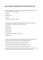 NUR 333 EXAM 1 QUESTIONS & STUDY GUIDE 2026&sol;2027