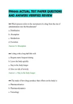 PN1005 ACTUAL TEST PAPER QUESTIONS&NewLine;AND ANSWERS VERIFIED REVIEW&NewLine;