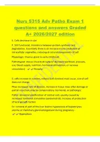 Nurs 5315 Adv Patho Exam 1&NewLine;questions and answers Graded&NewLine;A&plus; 2026&sol;2027 edition&NewLine;E&period; Cells decrease in size&NewLine;P&period; Still functional&semi; imbalance between protein synthesis and&NewLine;degradation&period; Essentially there is an increase in the catabolism of&NewLine;intracellular orga