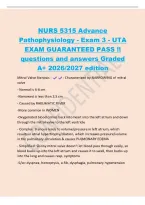 NURS 5315 Advance&NewLine;Pathophysiology - Exam 3 - UTA&NewLine;EXAM GUARANTEED PASS &excl;&excl;&NewLine;questions and answers Graded&NewLine;A&plus; 2026&sol;2027 edition&NewLine;Mitral Valve Stenosis - - Characterized by NARROWING of mitral&NewLine;valve&NewLine;- Normal is 4-6 cm&NewLine;-Narrowed is less than 2&period;5 cm&NewLine;- Cau
