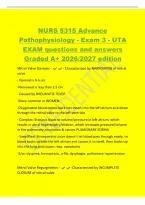 NURS 5315 Advance&NewLine;Pathophysiology - Exam 3 - UTA&NewLine;EXAM questions and answers&NewLine;Graded A&plus; 2026&sol;2027 edition&NewLine;Mitral Valve Stenosis - - Characterized by NARROWING of mitral&NewLine;valve&NewLine;- Normal is 4-6 cm&NewLine;-Narrowed is less than 2&period;5 cm&NewLine;- Caused by RHEUMATIC FEV