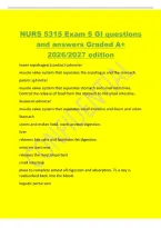 NURS 5315 Exam 5 GI questions&NewLine;and answers Graded A&plus;&NewLine;2026&sol;2027 edition&NewLine;lower espohageal &lpar;cardiac&rpar; sphincter&NewLine;muscle valve system that separates the espohagus and the stomach&period;&NewLine;pyloric sphincter&NewLine;muscle valve system that separates stomach and small intes