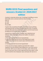 NURS 5315 Final questions and&NewLine;answers Graded A&plus; 2026&sol;2027&NewLine;edition&NewLine;A patient in respiratory distress and is breathing 33 breaths per minute&period;&NewLine;Which ABG value is consistent with the clinical scenario&quest;&NewLine;PCO2 15&NewLine;pH 7&period;30&NewLine;pH 7&period;45&NewLine;O2 sat 100&percnt;&NewLine;A patient wh