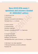 Nurs 5315 UTA exam 1&NewLine;questions and answers Graded&NewLine;A&plus; 2026&sol;2027 edition&NewLine;E&period; Cells decrease in size&NewLine;P&period; Still functional&NewLine;Physiologic&colon; thymus gland in early childhood&NewLine;Pathological&colon; disuse - Atrophy&NewLine;E&period; Increase in cell size&NewLine;P&period; Increased workload&NewLine;Physio