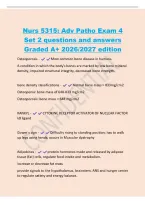Nurs 5315&colon; Adv Patho Exam 4&NewLine;Set 2 questions and answers&NewLine;Graded A&plus; 2026&sol;2027 edition&NewLine;Osteoporosis - Most common bone disease in humans&period;&NewLine;A condition in which the body's bones are marked by low bone mineral&NewLine;density&comma; impaired structural integrity&comma;