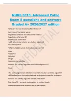 NURS 5315&colon; Advanced Patho&NewLine;Exam 5 questions and answers&NewLine;Graded A&plus; 2026&sol;2027 edition&NewLine;What are the key functions of the kidneys&quest;&NewLine;Excretion of metabolic waste&period;&NewLine;Regulation of water and electrolyte balance&NewLine;Regulation of arterial BP&NewLine;Erythrocyte production