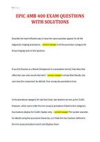 EPIC AMB 400 EXAM QUESTIONS&NewLine;WITH SOLUTIONS