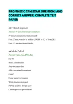 PROSTHETIC CPM EXAM QUESTIONS AND&NewLine;CORRECT ANSWERS COMPLETE TEST&NewLine;PAPER