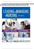 Test Bank for Leading and Managing in Nursing&comma; 8th Edition by Patricia S&period; Yoder-Wise & Susan Sportsman &vert; All Chapters 1&ndash;25 &vert; Questions & Answers 2027
