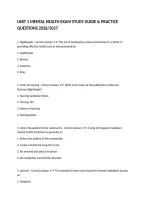 UNIT 1 MENTAL HEALTH EXAM STUDY GUIDE & PRACTICE QUESTIONS 2026&sol;2027