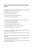 MH TEST 1 MENTAL HEALTH STUDY GUIDE & PRACTICE QUESTIONS 2026&sol;2027