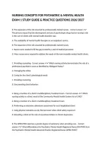 NURSING CONCEPTS FOR PSYCHIATRIC & MENTAL HEALTH EXAM 1 STUDY GUIDE & PRACTICE QUESTIONS 2026&sol;2027
