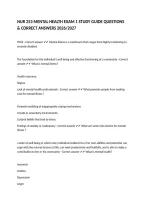 NUR 253 MENTAL HEALTH EXAM 1 STUDY GUIDE QUESTIONS & CORRECT ANSWERS 2026&sol;2027
