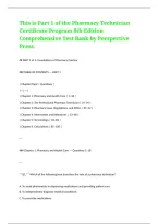 Pharmacy Technician Certificate Program 8th Edition Comprehensive Test Bank by Perspective Press Pharmacy Calculations Medication Safety Drug Classifications Prescription Processing Pharmacy Law Compounding Inventory and Certification Exam Preparation