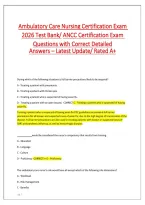 Ambulatory Care Nursing Certification Exam 2026 Test Bank&sol; ANCC Certification Exam Questions with Correct Detailed  Answers &ndash; Latest Update&sol; Rated A&plus; 