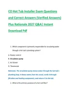 CO Hot Tub Installer Exam Questions &NewLine;and Correct Answers &lpar;Verified Answers&rpar; &NewLine;Plus Rationale 2027 Q&A&vert; Instant &NewLine;Download Pdf 