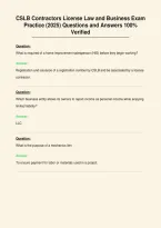 CSLB Contractors License Law and Business Exam&NewLine;Practice &lpar;2025&rpar; Questions and Answers 100&percnt;&NewLine;Verified