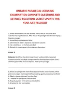 ONTARIO PARALEGAL LICENSING &NewLine;EXAMINATION COMPLETE QUESTIONS AND &NewLine;DETAILED SOLUTIONS LATEST UPDATE THIS &NewLine;YEAR JUST RELEASED
